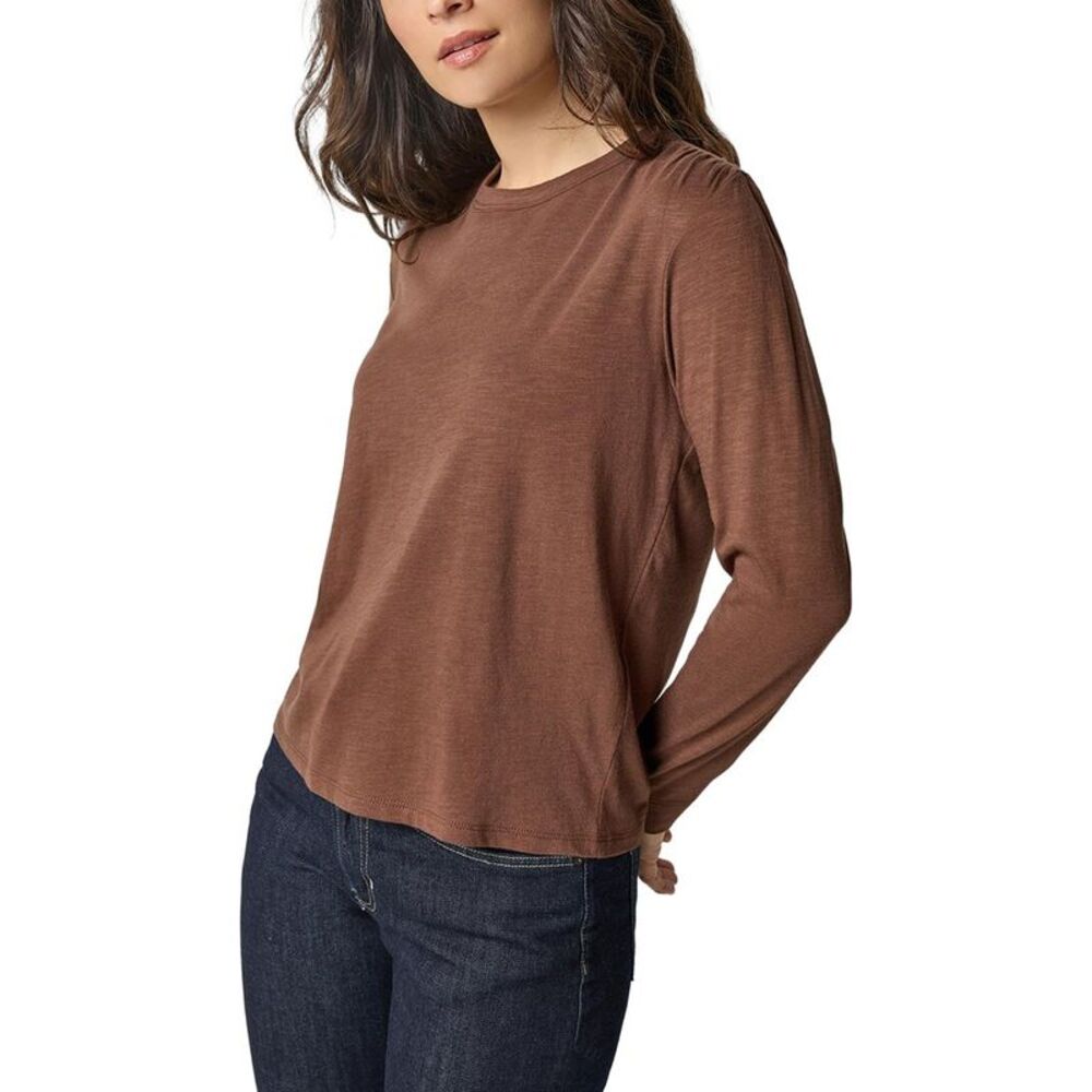 Lilla P Womens Shirred Shoulder Crewneck Top